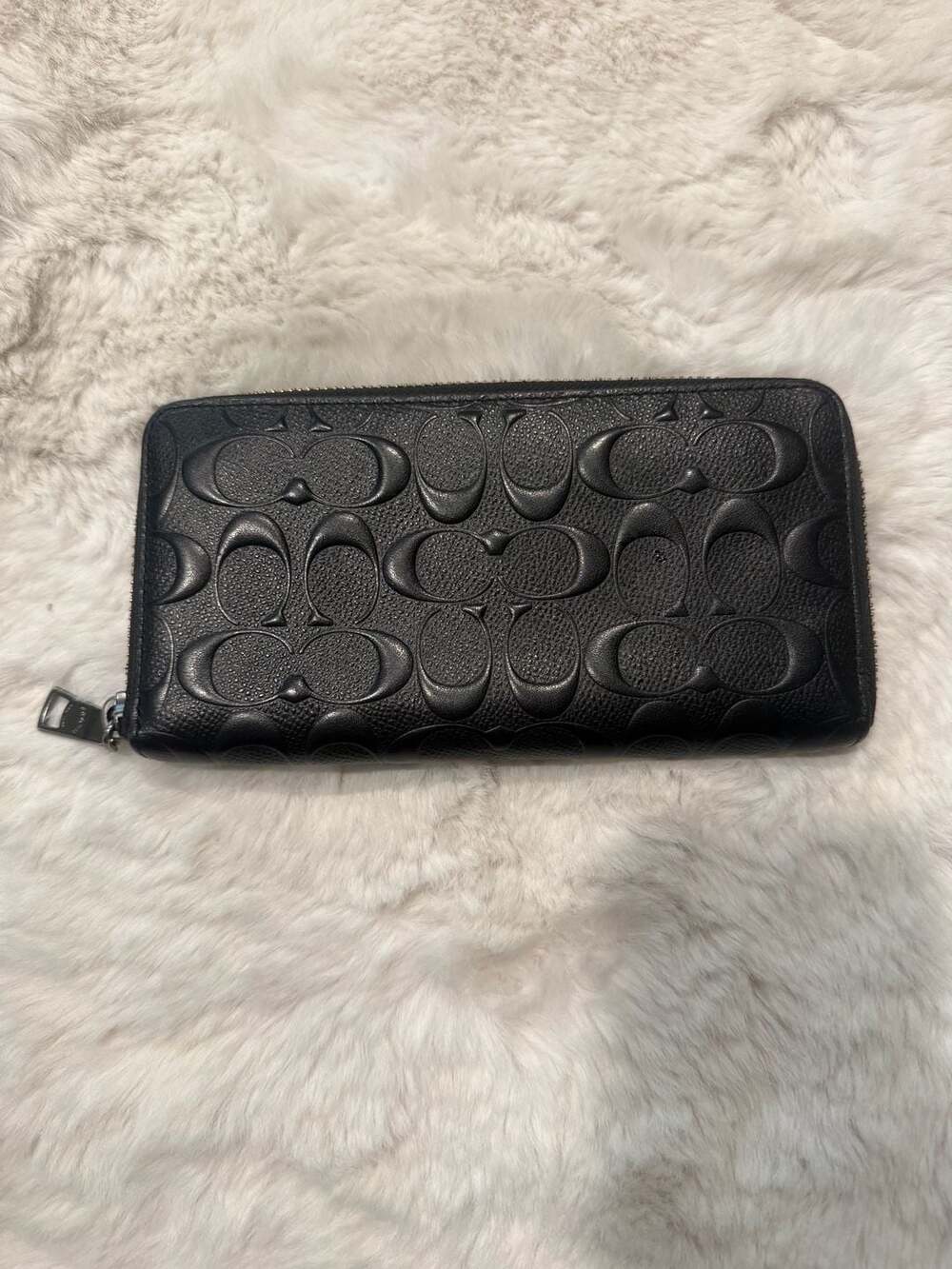 Coach Accordion Wallet in Signature Embossed Leather CE551 Black - Picture 2 of 7